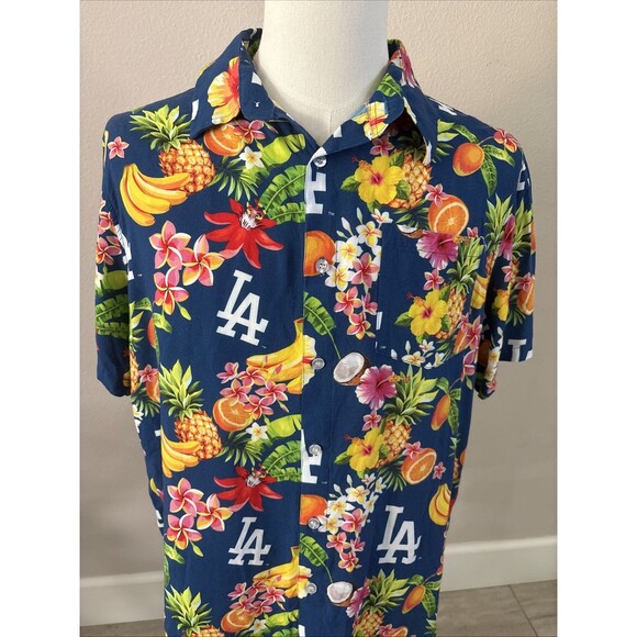 Los Angeles Dodgers MLB Hawaiian Floral Fruits Logo Shirt Men's Size Large - Picture 1 of 16